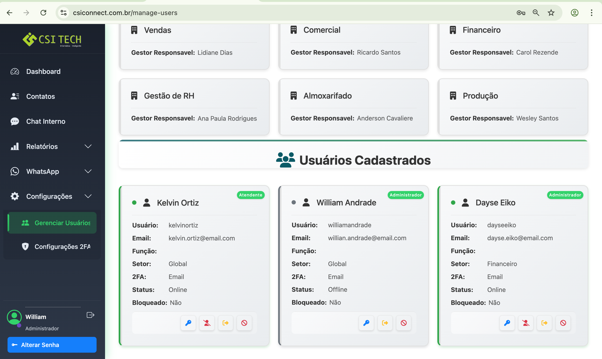 Visualização dos Usuários Cadastrados